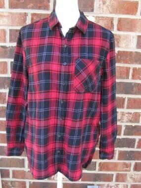 Beach Lunch Lounge XS warm button front flannel casual job top shirt winter ski